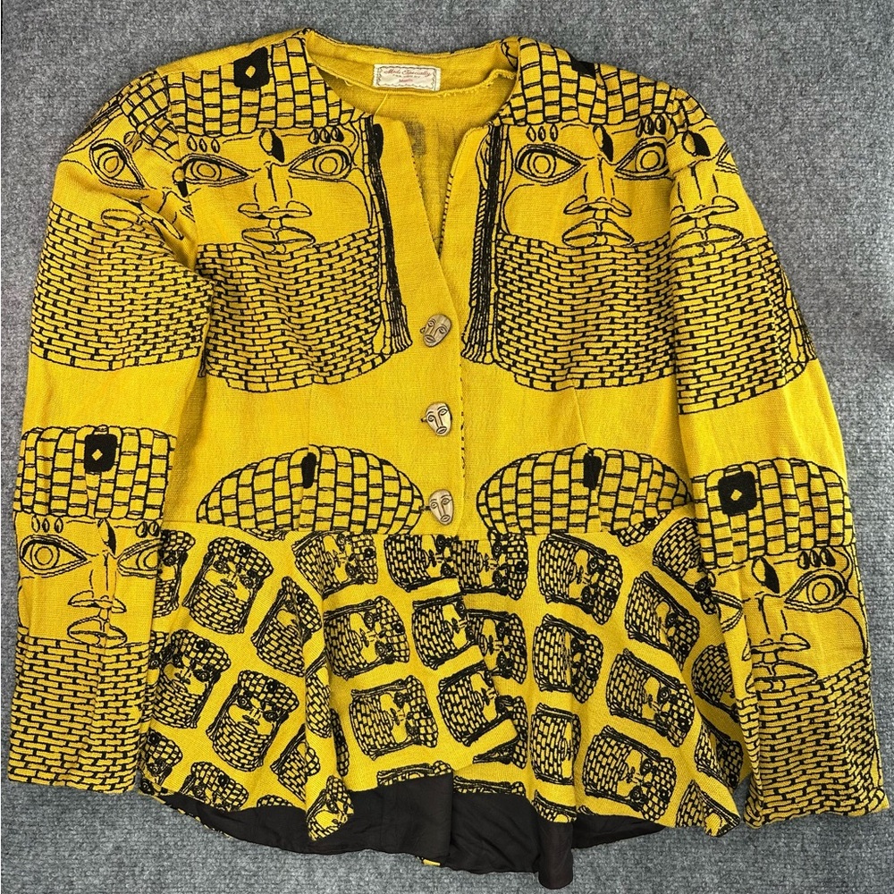 Yellow and Black Patterned Women's Jacket